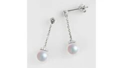 Pendantes Chainette Forçat. Perles Akoya Or Blanc Et Diamants -Maria || Simplicity Soldes eaaw019 2