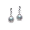 Pendants Oreilles Miya. Perles Akoya Japon. Or Blanc, Diamants