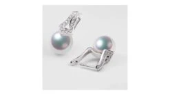 Boucles Oreilles Perles Japon. Pendants Michiko Or Blanc, Diamants. -Maria || Simplicity Soldes eaaw022 1