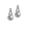 Boucles Oreilles Perles Japon. Pendants Michiko Or Blanc, Diamants.