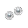 Boucles Oreilles Fleur Luxe. Perles Akoya, Or Blanc, Diamants