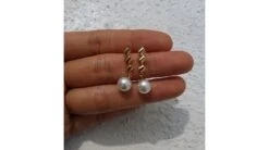 CHIBA Pendants Oreilles Or Jaune - Boucles Oreille Perles Akoya - 7/7.5mm -Maria || Simplicity Soldes eaay003 3 1