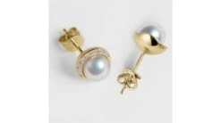 Boucles Oreilles Couronne Or Jaune Diamants. Perles Akoya -Maria || Simplicity Soldes eaay025 1