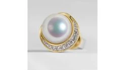 Boucles Oreilles Couronne Or Jaune Diamants. Perles Akoya -Maria || Simplicity Soldes eaay025 5