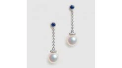 Boucles Pendantes Perles Akoya. Or Blanc, Saphirs Et Diamants -Maria || Simplicity Soldes easw019 6