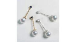 Boucles Pendantes Perles Akoya. Or Blanc, Saphirs Et Diamants -Maria || Simplicity Soldes easw019 7