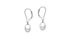 Boucles Oreilles Or Blanc - Dormeuse Perle Blanche Chine - 8.5/9mm