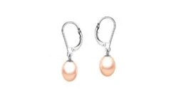 Dormeuses Or Blanc - Perles De Culture D'eau Douce Roses - 8/8.5mm