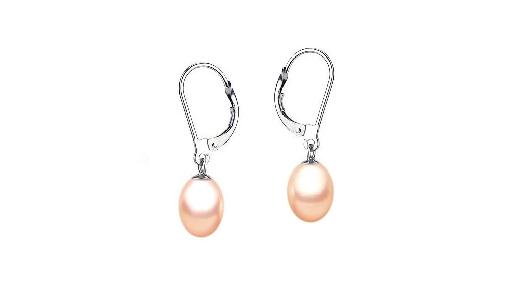 Dormeuses Or Blanc - Perles De Culture D'eau Douce Roses - 8/8.5mm 1 Dormeuses Or Blanc - Perles De Culture D'eau Douce Roses - 8/8.5mm