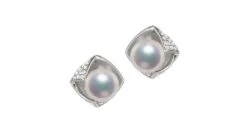 Boucles Oreilles Fukiyose Or Blank Perles Akoya Diamants