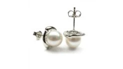 Boucles D'oreilles Style Classique - Perles De Culture, Or Blanc -Maria || Simplicity Soldes eaw048 2
