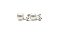 Boucles D'oreilles Perles De Chine. Disque D'or Blanc, Chaînette -Maria || Simplicity Soldes eaw049 2