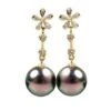 Création Boucles D'oreilles Fleurs - Perles De Tahiti - Pendants Or Jaune, Diamants