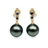Boucles D'oreilles - Or Jaune - Perles De Tahiti - Saphirs - Diamants