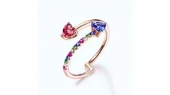 Bague Signaux Inversés. Or Rose, Saphirs