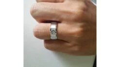 Bague Homme Or Blanc. Diamant Solitaire. Or 750/1000 Brossé Et Poli | Lorenzo -Maria || Simplicity Soldes hb003 4