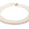Collier 3 Rangs - Collier Triple Fil Perles Blanches - 7/7.5mm - AAA