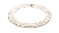 Collier 3 Rangs - Collier Triple Fil Perles Blanches - 7/7.5mm - AAA