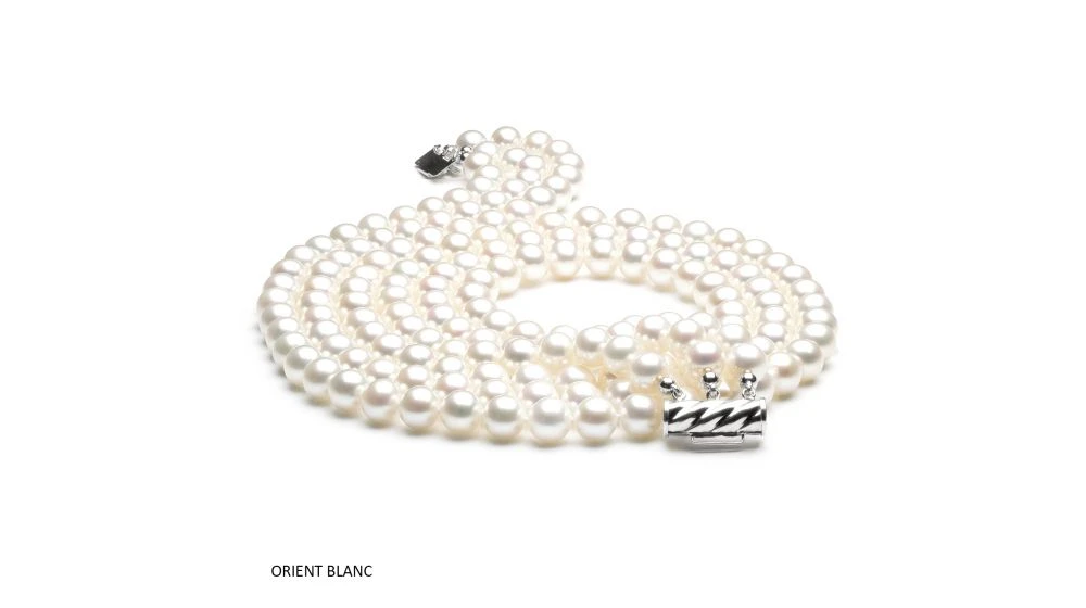 Collier 3 Rangs - Collier Triple Fil Perles Blanches - 7/7.5mm - AAA 2 Collier 3 Rangs - Collier Triple Fil Perles Blanches - 7/7.5mm - AAA – Image 2