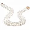Collier Perles 3 Rangs Mariage. Perle Blanche 5/5.5mm