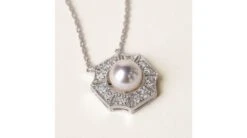 Pendentif Géométria Préciosa - Perle Akoya, Or Blanc, Diamant -Maria || Simplicity Soldes npaw076 1