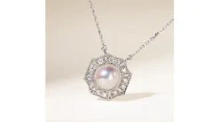 Pendentif Géométria Préciosa - Perle Akoya, Or Blanc, Diamant -Maria || Simplicity Soldes npaw076 6