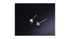 Puces Diamants Taille Princesse 0.20ct. Or Blanc. Personnalisable -Maria || Simplicity Soldes odw019 4