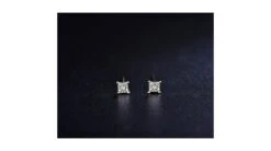 Puces Diamants Taille Princesse 0.20ct. Or Blanc. Personnalisable -Maria || Simplicity Soldes odw019 5