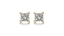 Puces Diamants Taille Princesse 0.20ct. Or Jaune. Personnalisable