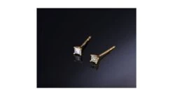 Puces Diamants Taille Princesse 0.20ct. Or Jaune. Personnalisable -Maria || Simplicity Soldes ody019 4