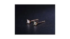 Puces Diamants Taille Princesse 0.20ct. Or Rose. Personnalisable -Maria || Simplicity Soldes ord019 1