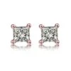 Puces Diamants Taille Princesse 0.20ct. Or Rose. Personnalisable