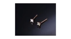 Puces Diamants Taille Princesse 0.20ct. Or Rose. Personnalisable -Maria || Simplicity Soldes ord019 4