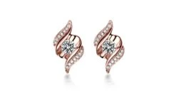 Maria Boucles D'oreilles Pendantes. Or Rose Diamants. Carat Personnalisable
