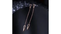 Pendants D'oreilles Or Rose Et Agates Noires. Chaînettes -Maria || Simplicity Soldes ord022 2