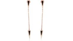 Pendants D'oreilles Or Rose Et Agates Noires. Chaînettes