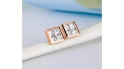 Boucle Puce Personnalisable Diamant Princesse 0.40ct. Or Rose -Maria || Simplicity Soldes ord027 1