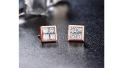 Boucle Puce Personnalisable Diamant Princesse 0.40ct. Or Rose -Maria || Simplicity Soldes ord027 3