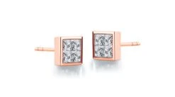 Boucle Puce Personnalisable Diamant Princesse 0.40ct. Or Rose -Maria || Simplicity Soldes ord027 5