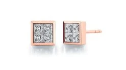 Boucle Puce Personnalisable Diamant Princesse 0.40ct. Or Rose