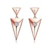 Pendants D'oreilles Triangles Or Rose. Diamants 0.10ct
