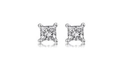 Puces Diamants Taille Princesse 0.20ct. Or Blanc. Personnalisable
