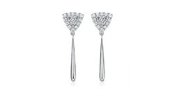 Boucles D'oreilles Diamants Or Blanc Pendantes Forme Goutte
