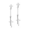 Boucles Oreilles Croix Pendante Or Blanc Diamants 0.21ct