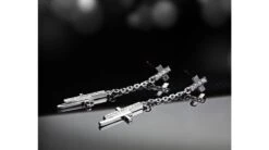 Boucles Oreilles Croix Pendante Or Blanc Diamants 0.21ct -Maria || Simplicity Soldes owd026 4