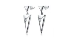 Pendants D'oreilles Triangles Or Blanc. Diamants 0.10ct -Maria || Simplicity Soldes owd028 4