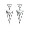 Pendants D'oreilles Triangles Or Blanc. Diamants 0.10ct