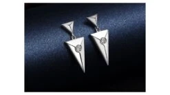 Pendants D'oreilles Triangles Or Blanc. Diamants 0.10ct -Maria || Simplicity Soldes owd028 7
