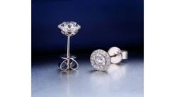 Boucles Oreilles Puces Pavées. Diamants 0.80ct Fleurs. Or Blanc 18cts -Maria || Simplicity Soldes owd032 2 1