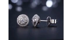 Boucles Oreilles Puces Pavées. Diamants 0.80ct Fleurs. Or Blanc 18cts -Maria || Simplicity Soldes owd032 8 1